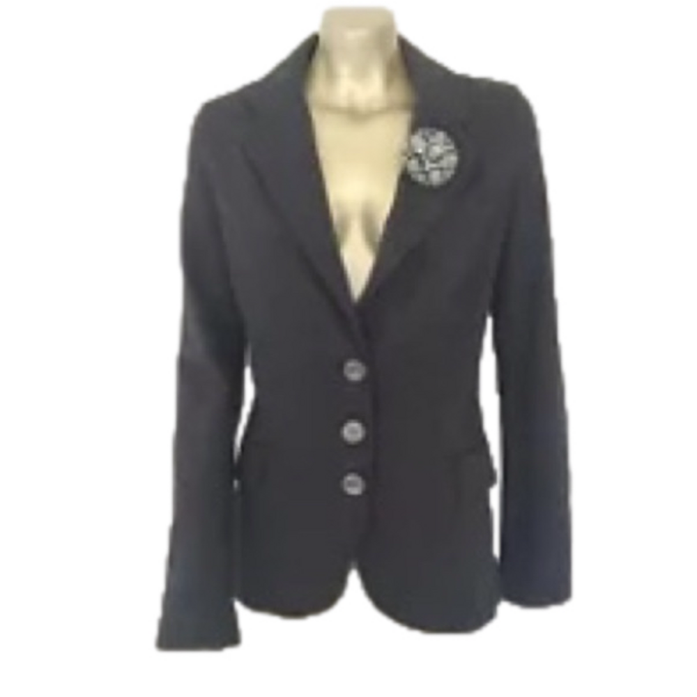 Twisted Heart Gray Blazer with Crystal broach- Medium